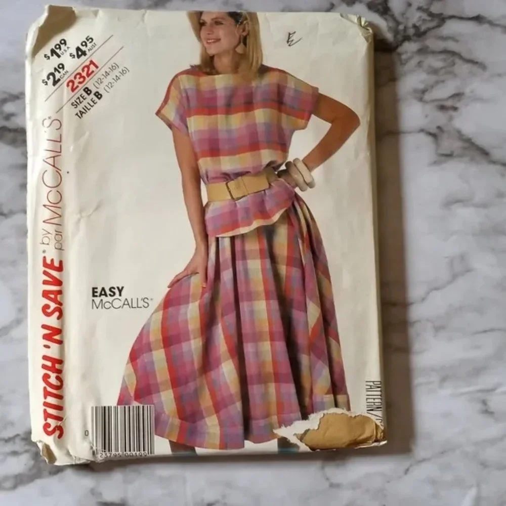 SEWING PATTERN - #2321 McCall's Stitch n Save Retro Full Skirt Top 12 14 16